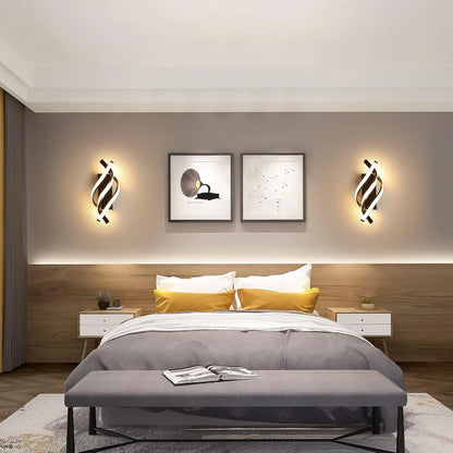 Curved Spiral Design LED Wall Lamp for Bedroom Bedside Corridor Living Room