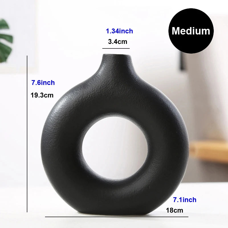 Nordic Hollow Donut Ceramic Vase