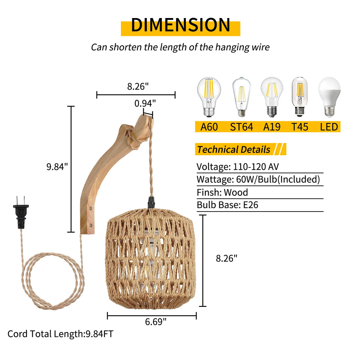 Bamboo lantern wall lamp, view 7