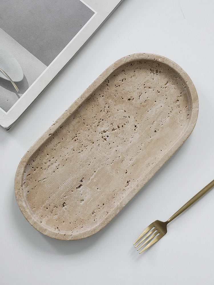 Travertine Stone Vanity Tray, view 2