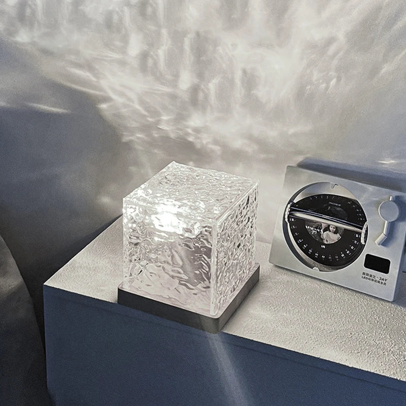 Rotating water ripple night light projector, view 3