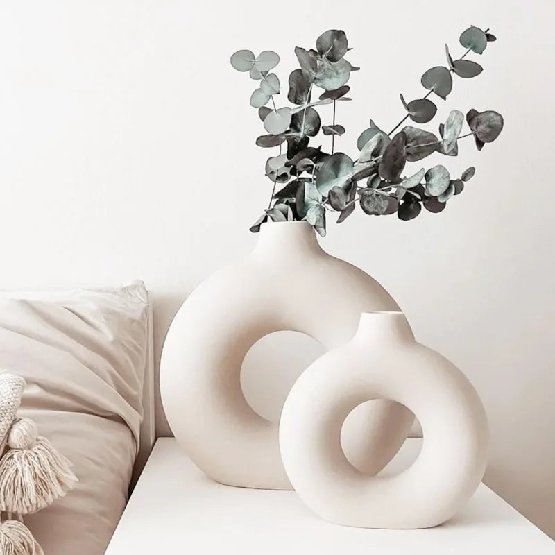 Nordic Hollow Donut Ceramic Vase