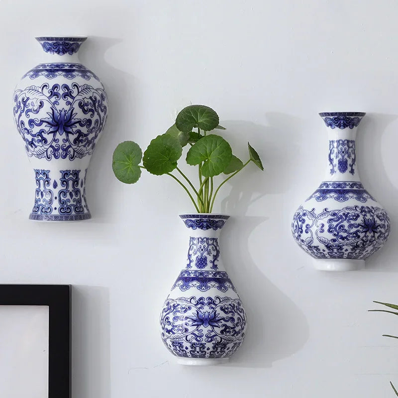 Blue and White Porcelain Wall Vase