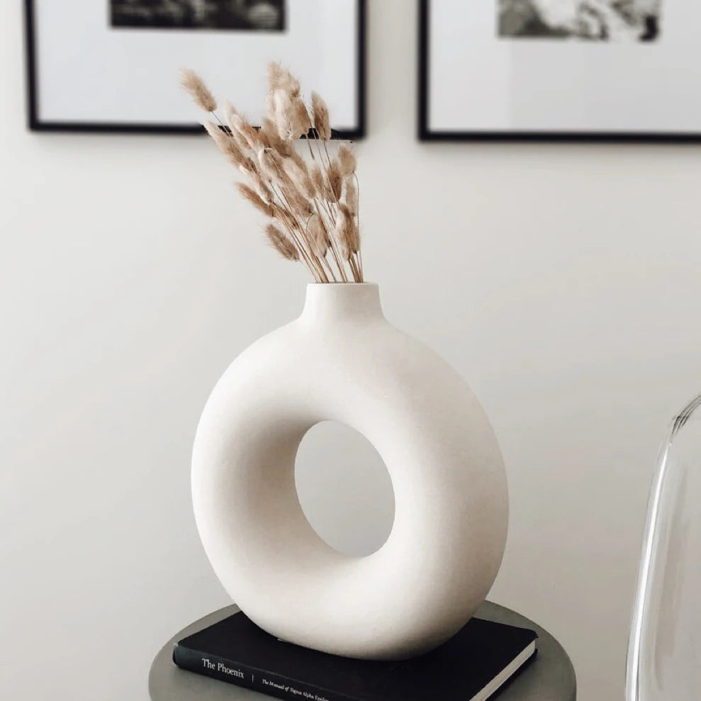 Nordic Hollow Donut Ceramic Vase