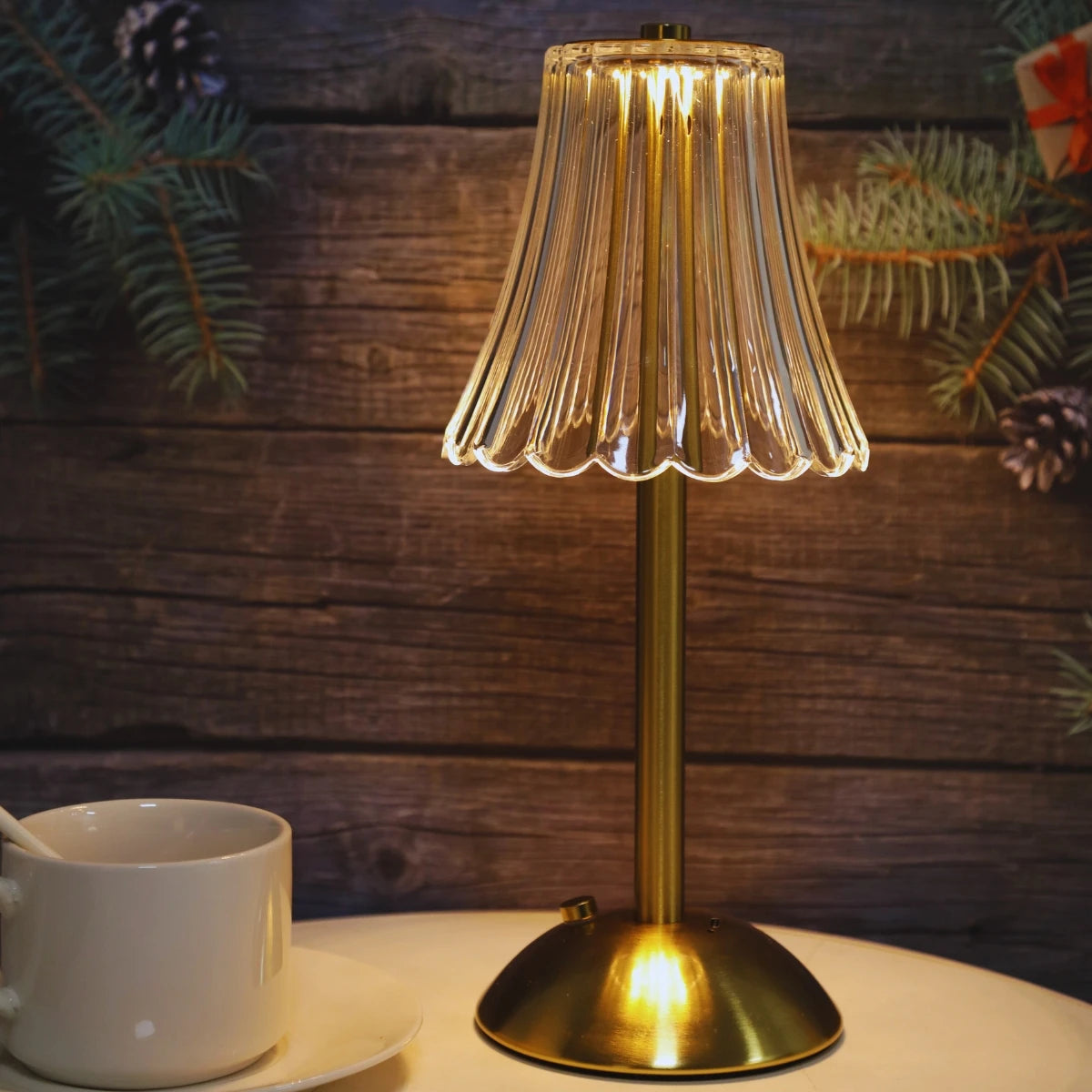 Vintage Crystal LED Desk Lamp with USB Charging