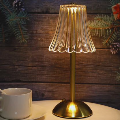 Vintage Crystal LED Desk Lamp with USB Charging