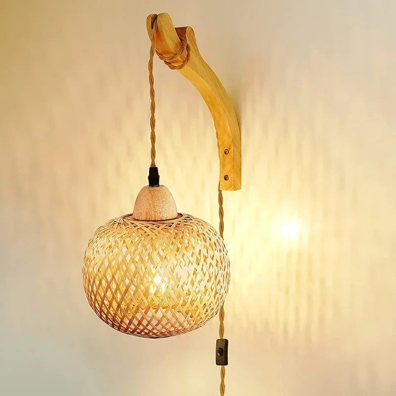Bamboo lantern wall lamp, view 4