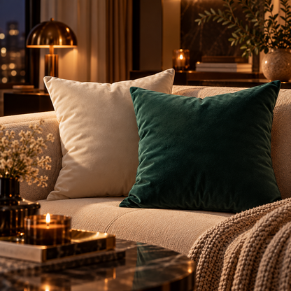 Velvet Cushion Cover with multiple color options.