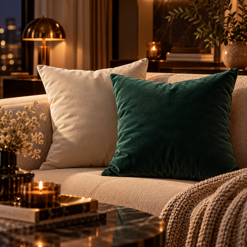Velvet Cushion Cover with multiple color options.