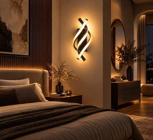 Curved Spiral Design LED Wall Lamp for Bedroom Bedside Corridor Living Room
