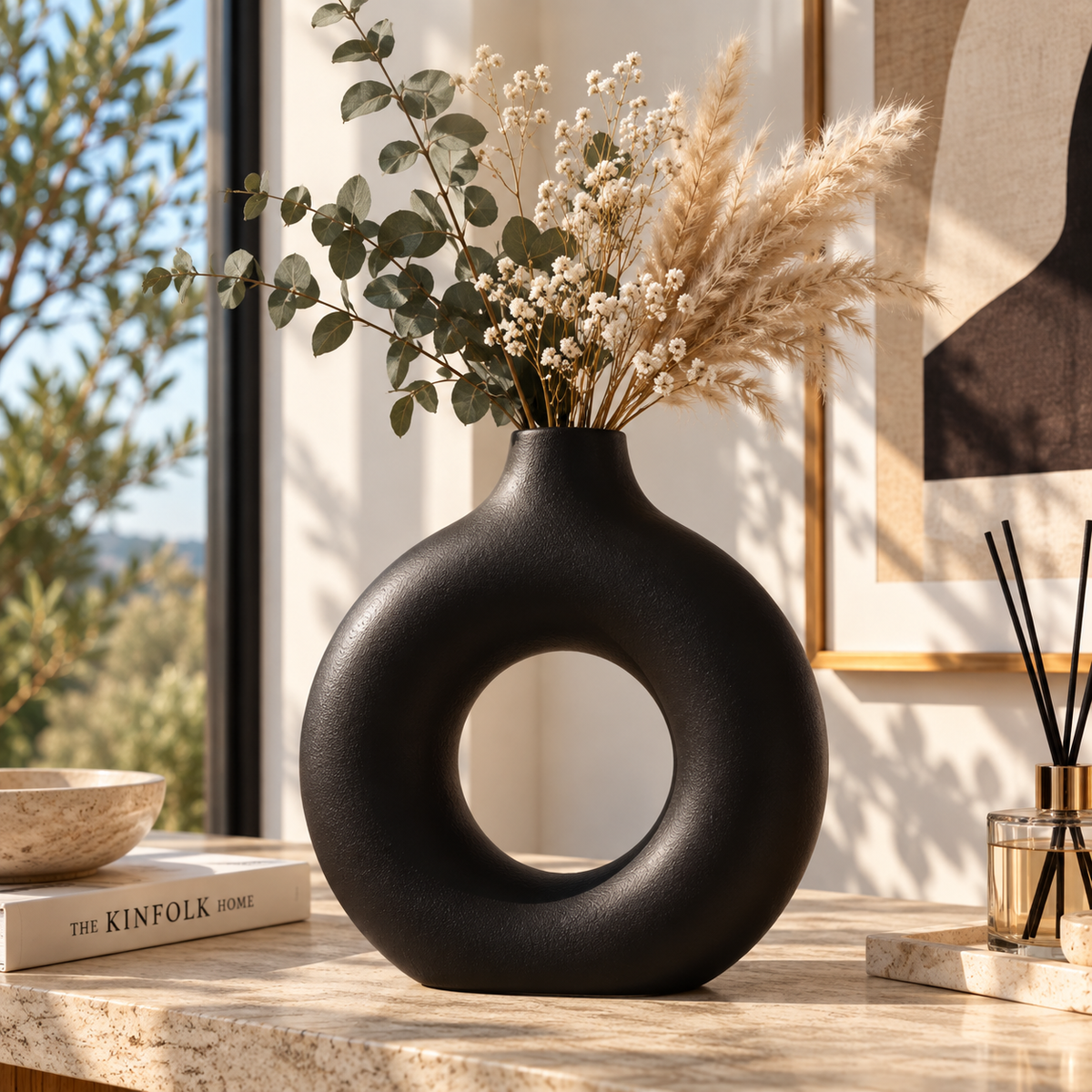 Nordic Hollow Donut Ceramic Vase